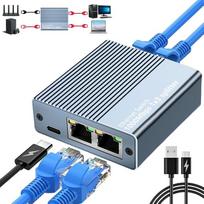 Ethernet skirstytuvas nuo 1 iki 3, 1000Mbps LAN skirstytuvas nuo 1 iki 3 Interneto skirstytuvas nuo 1 iki 3 RJ45 skirstytuvas su USB-C maitinimo kabeliu, skirtas kompiuteriui, šakotuvui, komutatoriui, maršrutizatoriui, ADSL, skaitmeninei televizijai ir kt