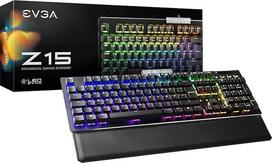 EVGA Z15 RGB žaidimų klaviatūra, RGB apšviesta šviesos diodais, karšto keitimo mechaniniai "Kailh Speed Silver" jungikliai (linijiniai), 821-W1-15DE-K2, juoda