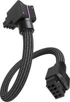 EZDIY-FAB UNIFAS ARGB 8 kontaktų GPU prailginimo kabelis, 16AWG 90° kampo PCIe maitinimo šaltinio prailginimas, 5V 3 kontaktų RGB sinchronizavimas, vienodo dizaino kabelis, tik vienas 8 kontaktų, juodas RVS