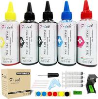 F-INK 5 x 100 ml buteliukai rašalo ir rašalo papildymo priemonės, suderinamos su HP rašalo kasete 303 305 307 21 22 338 339 339 343 901 303XL 305XL 307XL