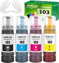 FANSHENG 103 Tinte kompatibel mit Epson 103 Tintenfehlflaschen für EcoTank L1210 L1250 L3100 Series L3110 L3111 L3116 L3150 L3151 L1110 L3101 L3156 L5190 L5290 L5296(4 Pack BK/C/M/Y)