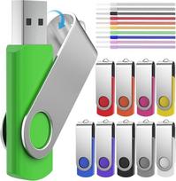 FEBNISCTE USB atmintinės 16GB - spalvotos USB atmintinės, pasukamos, metalinės, 10 vnt., sulankstomos, 16 gigabaitų atmintinės 10, nešiojamasis atmintukas filmams, automobiliui, kompiuteriui, pakabinamas atmintukas su dirželiu