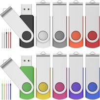 FEBNISCTE USB atmintinės 16GB, 10 vnt., 16GB atmintinės, sulankstomos, pasukamos, duomenų saugyklos, skirtos išleistuvių dovanoms USB 2.0 atmintinės, įvairiaspalvės USB atmintinės
