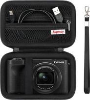 Fotoaparato dėklas, skirtas "Canon PowerShot V1" - Vlog fotoaparatui, laikiklis, kelioninis krepšys su užtrauktuku, tinklinis krepšys akumuliatoriui, įkrovimo kabeliui, USB kortelei, juodas