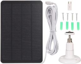 Fotoaparato saulės kolektorius, IP65 didelio efektyvumo 5V 4W monokristalinis silicio saulės įkroviklis stebėjimo kameroms "Micro USB C" USB C adapteris lauke (baltas)