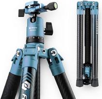 Fotopro Carbon Tripod 151 cm 360 laipsnių rutulinės galvutės greito atleidimo plokštelė Lengvas fotoaparato trikojis, skirtas kelionėms Trikojis sulankstytas tik 36 cm aukščio, maksimali apkrova iki 10 kg, mėlynas