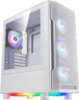 GAMDIAS Athena M6 LITE White Gaming PC Case, Mid Tower ATX korpusas, besiūlis grūdinto stiklo langas, 4 įmontuoti 120 mm ARGB ventiliatoriai, tripusis apšvietimas, tinklelio formos priekinė panelė