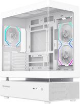 GAMEMAX N80 WH ATX Mid-Tower kompiuterio korpusas, baltos spalvos, 270° panoraminis priekinis ir šoninis stiklas, 6 x 120 mm ARGB PWM ventiliatoriai, C tipo 2 kartos USB, BTF ir vertikalaus GPU palaikymas, žaidimų kompiuterio korpusas
