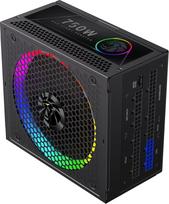 GAMEMAX RGB 750G kompiuterio maitinimo blokas 750W, 80 Plus Gold, LLC + DC-DC, ARGB Sync, japoniški kondensatoriai, 140 mm ARGB FDB ventiliatorius, 9 apsaugos funkcijos, juodos spalvos