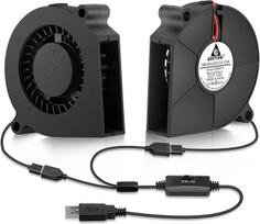 GDSTIME 2 vnt. 60 mm ventiliatoriaus ventiliatorius USB 60 mm x 15 mm išcentrinis ventiliatorius 5 V 60 x 15 mm turbininis turbininis ventiliatorius su 3 reguliuojamais greičiais, skirtas kompiuterio nešiojamojo kompiuterio konsolės maršrutizatoriaus spin