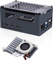 GeeekPi Raspberry Pi 5 aliuminio korpusas su oficialiu aktyviu aušintuvu, palaiko PCIe M.2 NVMe SSD skydą X1001 / X1000 / N04 / N05