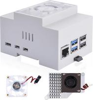 GeeekPi Raspberry Pi 5 korpusas, DIN bėgio ABS korpusas su aktyviu aušintuvo ventiliatoriumi Raspberry Pi 5, modulinė dėžutė elektros skydams