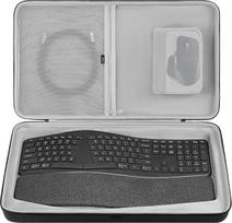 GEEKRIA kietos korpuso klaviatūros kelioninis dėklas, suderinamas su "Logitech Ergo K860" belaidės ergonominės klaviatūros ir "MX Master 3S" pelės "Combo" dėklu (tamsiai pilkas)