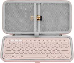 GEEKRIA klaviatūros apsauginis dėklas, kietas kelioninis dėklas mažoms kompaktiškoms klaviatūroms, suderinamas su "Logitech K380" ir "Pebble Keys 2 K380s" (rožinis)