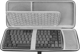 GEEKRIA klaviatūros ir pelės dėklas, suderinamas su "Logitech MX Mechanical Mini", "Keychron K3 Version 2", "LOFREE Flow84", "MelGeek O2", "Flow Lite 84", sunkus kietas kelioninis krepšys (tamsiai pilka)