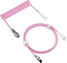 GEEKRIA suvyniotas USB-C žaidimų klaviatūros kabelis su Aviator jungtimi, 5 kontaktų pintas kabelis su dvigubomis rankovėmis, suderinamas su "Keychron K8 K7 K6Pro", "Logitech G715 G713", "Logitech G715 G713" (rožinis, 5FT)
