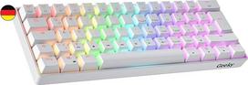 Geeky GK61 60% | Mechaninė žaidimų klaviatūra | 62 klavišai su įvairiaspalviu RGB LED apšvietimu, skirta PC/Mac žaidėjams| ISO DE Qwertz vokiškas išdėstymas (balta, mechaninė, ruda)