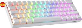 Geeky GK61 60% | Mechaninė žaidimų klaviatūra | 62 klavišai su įvairiaspalviu RGB LED apšvietimu, skirti PC/Mac žaidėjams| ISO ES ispaniškas išdėstymas (balta, mechaninė, ruda)