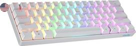 Geeky GK61 60% | Mechaninė žaidimų klaviatūra, keičiama karštuoju būdu | 61 klavišas su įvairiaspalviu RGB LED apšvietimu, skirtas PC/Mac žaidėjams| ANSI JAV amerikietiškas išdėstymas (balta, mechaninė, sidabrinė)