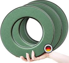 Gėlių putų vainikas apvalus 3 dalių - 25 cm rinkinys - drėgnų gėlių putų rinkinys - gėlių samanos, gėlių putų žiedas gėlių kompozicijoms, kempinė amatams, šventėms, žiedams, dovanoms, pagaminta Vokietijoje