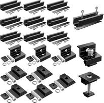 GETLITOOL Saulės kolektorių laikiklis, fotovoltinių laikiklių montavimo rinkinys 4 moduliams tvirtinti 12 cm aliuminio bėgelis, reguliuojamas spaustukas 30-35 mm moduliams, saulės kolektorių laikiklis plokščiam stogui, trapecinis metalinių čerpių stogas,