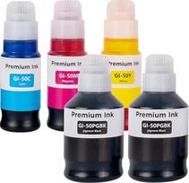 GI-50 GI50 rašalas, suderinamas su "Canon PIXMA GM2050 GM4050 G5050 G6050 G7050" spausdintuvu, 5 spalvų daugiafunkcinė pakuotė (juoda x 2 / žydra / purpurinė / geltona)