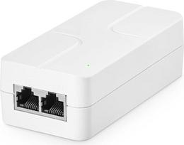 Gigabitinis PoE injektorius 15,4 W, palaikantis IEEE 802.3af YuLinca baltas kompaktiškas maitinimo per Ethernet adapteris "Plug and Play" be ventiliatoriaus, skirtas montuoti ant sienos, su LED indikatoriumi