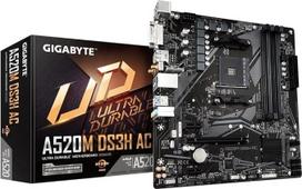 GIGABYTE A520M DS3H AC pagrindinė plokštė - AMD Ryzen 5000 serijos procesoriai, 5+3 fazių VRM, iki 4733 MHz DDR5 (OC), 1xPCIe 3.0 M.2, GbE LAN, WiFi 5, USB 3.2 Gen 1