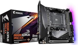 GIGABYTE B550I AORUS PRO AX pagrindinė plokštė - "AMD Ryzen 5000" procesoriai, 8 fazių VRM, iki 5300 MHz DDR4, 1xPCIe 4.0 + 1xPCIe 3.0 M.2, "Wi-Fi 6E", 2,5GbE LAN, USB 3.2 Gen 2
