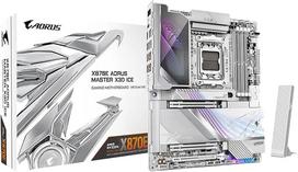 GIGABYTE X870E AORUS Master X3D Ice AMD AM5 LGA 1718 ATX pagrindinė plokštė, palaiko AMD Ryzen 9000/8000/7000 serijos procesorius, DDR5, 18+2+2 maitinimo fazės, 5X M.2, PCIe 5.0, WIFI7, 10GbE, 5 metai