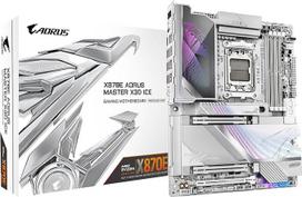 GIGABYTE X870E AORUS Master X3D Ice Pagrindinė plokštė - palaiko AMD Ryzen 9000 Prozessoren, 18+2+2-fazių skaitmeninis VRM, iki 9000 Hz DDR5 (OC), 2 x PCIe 5.0 + 3 x PCIe 4.0, Wi-Fi 7, 10GbE LAN, USB 4