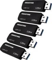 GIGASTONE 128GB "Flash" diskas (5 vnt.) Z30 USB 3.2 Gen 1, 100MB/s itin greitas, su raktų pakabuko ąsele, "Push-Pull", duomenų saugykla, atsarginė kopija, skirta kompiuteriui, kompiuteriui, televizoriui ir automobiliui, suderinama su USB 2.0/3.0/3.1