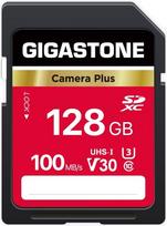 GIGASTONE 128GB SDXC atminties kortelė "Canon" skaitmeniniams fotoaparatams, iki 100MB/s, 4K UHD vaizdo įrašymas UHS-I U3 V30 10 klasės su 1 mini dėklu