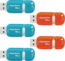 GIGASTONE 16GB atmintinė (5 vnt.) V10 USB 2.0, didelės spartos, be dangtelio, duomenų saugykla, atsarginė kopija, skirta kompiuteriui, kompiuteriui, televizoriui ir automobiliui - oranžinė/mėlyna