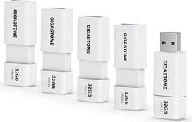 GIGASTONE 32GB atmintinė (5 vnt.) Z60 USB 3.2 Gen 1, 100MB/s itin greita, be dangtelio, duomenų saugykla, atsarginė kopija, skirta kompiuteriui, kompiuteriui, televizoriui ir automobiliui, suderinama su USB 2.0/3.0/3.1