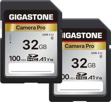 GIGASTONE 32GB SDHC atminties kortelė 2 pakuotės "Camera Pro" iki 100MB/s, suderinama su "Canon Olympus" skaitmeniniais fotoaparatais "Full HD" vaizdo įrašymas A1 V10 UHS-I U1 10 klasės