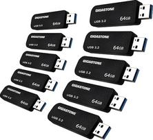 GIGASTONE 64GB "Flash" diskas (10 vnt.) Z30 USB 3.2 Gen 1, itin greitas, 80MB/s, raktų pakabukas su ąsele, "Push-Pull", duomenų saugykla, atsarginė kopija, skirta kompiuteriui, kompiuteriui, televizoriui ir automobiliui, suderinama su USB 2.0/3.0/3.1