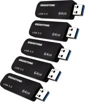 GIGASTONE 64GB "Flash" diskas (5 vnt.) Z30 USB 3.2 Gen 1, itin greitas, 80MB/s, raktų pakabukas su ąsele, "Push-Pull", duomenų saugykla, atsarginė kopija, skirta kompiuteriui, kompiuteriui, televizoriui ir automobiliui, suderinama su USB 2.0/3.0/3.1