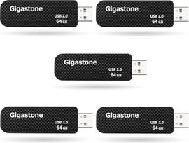 GIGASTONE 64GB atmintinė (5 vnt.) V30 USB 2.0, didelės spartos, su raktų pakabuko ąsele, "Push-Pull" duomenų saugykla, atsarginė kopija, skirta kompiuteriui, kompiuteriui, televizoriui ir automobiliui