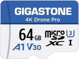 GIGASTONE 64GB Micro SD kortelė, 4K Drone Pro, MicroSDXC Speicherkarte für Wyze Cam, Überwachungskamera, DJI Drohne oder Action Kamera, 4K Videoaufnahme, UHS-I U3 A1 V30, 95MB/s, su adapteriu