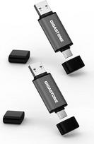 GIGASTONE: USB 256GB, 2 x atmintinė, Z30 serijos, greita, patikima, USB 3.0 ištraukiama, skirta kompiuteriui "Mac", atspari vandeniui ir tvirta atmintis be dangtelio, juoda