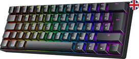 GK61 "Hot-Swap" mechaninė žaidimų klaviatūra - 62 klavišai su įvairiaspalviu RGB LED apšvietimu, skirta PC/Mac žaidėjams, taktilinė - ISO UK išdėstymas (Gateron Optical Brown)