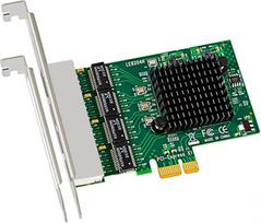 GLOTRENDS LE8204 4 prievadų PCIe stalinio kompiuterio tinklo kortelė, 1000/100/10Mbps Gigabit Ethernet RJ45 LAN prievadas, PCIE X1 sąsaja, įprastas ir žemo profilio laikiklis