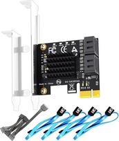 GLOTRENDS SA3034A PCIe SATA 3.0 kortelė su 4 prievadais, SATA kabeliu ir 1:5 SATA skirstytuvo maitinimo kabeliu, OS įkrovos sistema, suderinama su "Windows", "Linux", "Mac OS", NAS