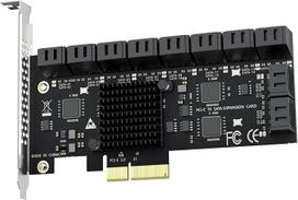 GLOTRENDS SA3220 20 prievadų PCIe X4 SATA išplėtimo plokštė, suderinama su "Windows", "Linux", "Mac OS", NAS