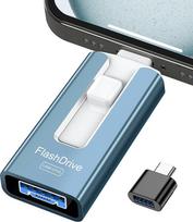 GNASEET USB atmintinė 256GB telefonui, 4 in 1 USB atmintinė telefonui / planšetiniam kompiuteriui / "Android" mobiliajam telefonui / asmeniniam kompiuteriui, USB 3.0 didelės spartos "Flash" atmintinė, telefono išorinės atminties išplėtimo nuotraukų atmin