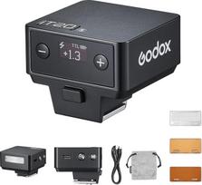 Godox IT20F IT20F mini fotoaparato blykstė, suderinama su Fuji fotoaparatais, TTL Godox blykstė, 700+ pilno stiprumo, 1,5 s atkūrimo laikas, USB-C įkrovimas, su magnetiniu difuzoriumi ir filtru - juoda