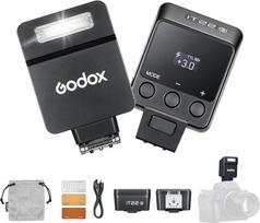 GODOX iT22 S iT22-S TTL mini blykstė "Sony", 700 blyksnių su pilna galia, 1,5 s atkūrimo laikas, 6 pakopos (nuo 1/32 iki 1/1 galios), įmontuota 300 mAh baterija, magnetinis sklaidytuvas ir spalvotas filtras
