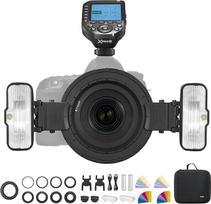 GODOX MF12-K2 makro blykstė Makro blykstė su "Godox XproII-N" ir spalvotu filtru, 2.4G belaidis valdymas, TTL/M režimas, 3,7 V/6,29 W ličio baterija, MF12-K2 suderinama su "Nikon", "Sony", "Canon", "Fuji" ir "Panasonic