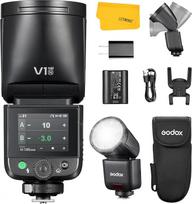 GODOX V1 Mid N V1mid N Blykstė, suderinama su Nikon TTL apvalia blykstės galvute Speedlight 2.4G Wireless HSS 1/8000s Stroboskopas su 2200mAh baterija 650 pilno galingumo blyksčių Palaiko C tipo palaikymą